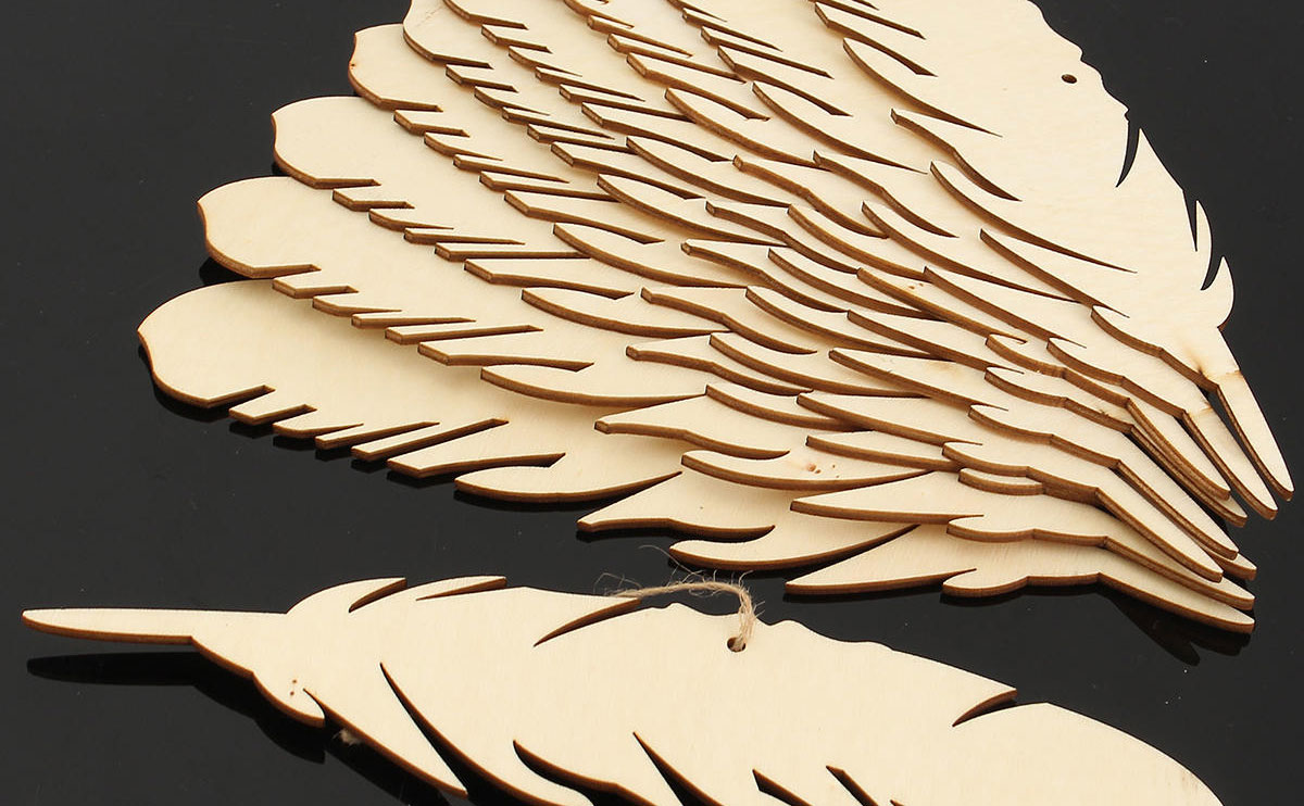diy laser engraving mdf feather wooden slices