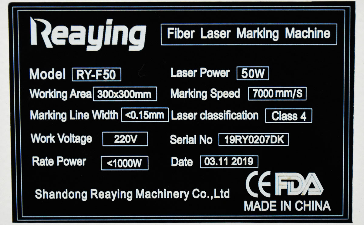 machine nameplate marking