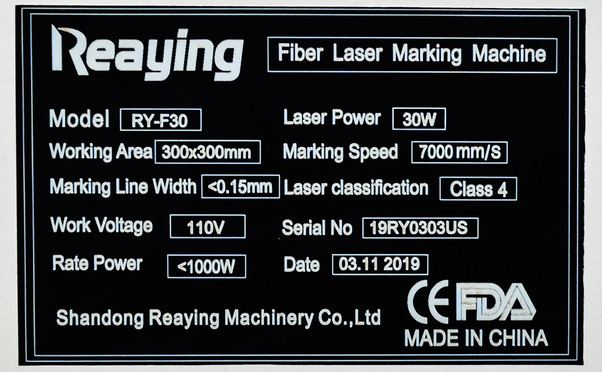 machine nameplate marking