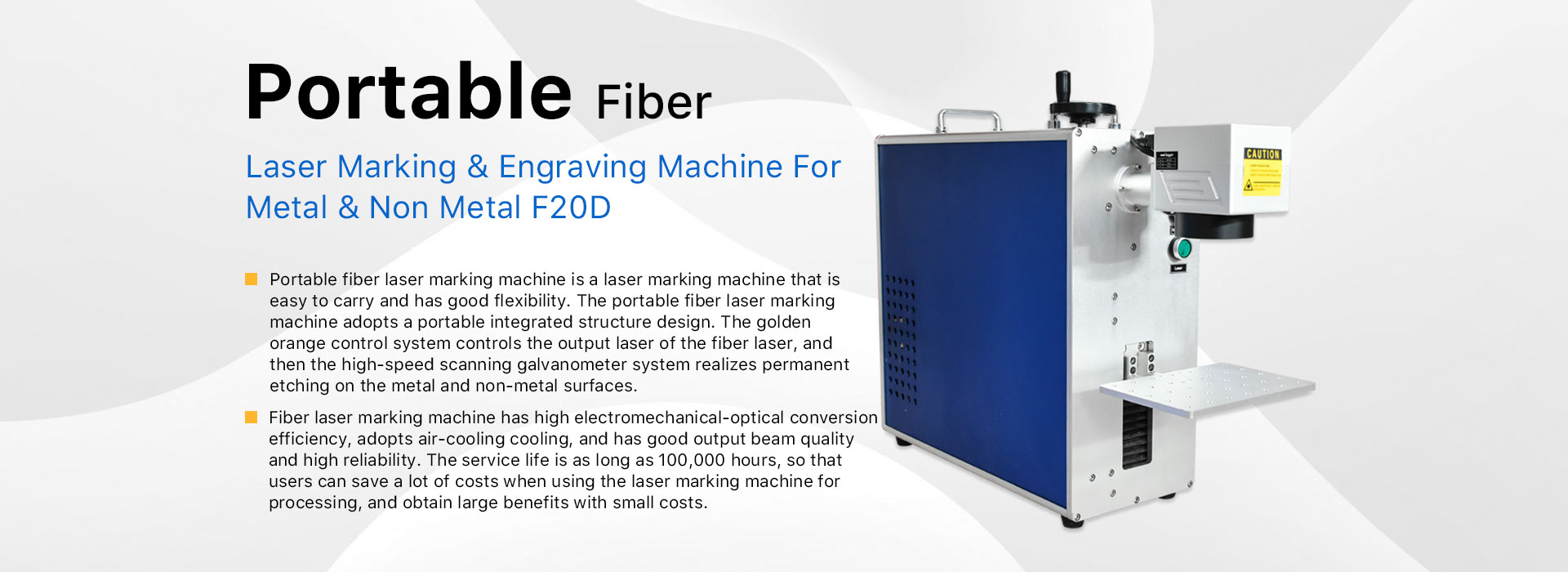 20w Fiber Laser Marking Machine Portable Laser Focus Metal&non-metal  110x110 Mm
